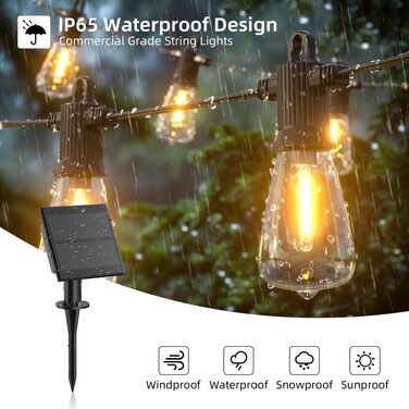 КаваЯ Гірлянда вулична LED 30м, 52 лампочки ST38, IP65, теплий білий 2700K для саду, тераси, весілля, вечірки