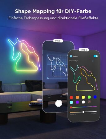Гнучка неонова LED-стрічка Govee Neon Rope Light 2, RGBIC підсвітка для DIY дизайну, біла, 3м
