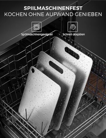 Набір дощок для нарізання Titan S316 (3 шт.) - Нержавіюча сталь, титанове покриття, двосторонні, для м'яса, овочів, фруктів