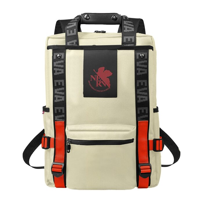 Рюкзак FIREFIRST x RADIO EVA Evangelion бежевий з символічним тегом, 28×41×14 см