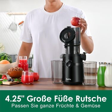 Фреш-прес Fretta: повільний соковичавник 1л, BPA-free Tritan, 200W, чорний