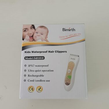 Дитяча машинка для стрижки волосся Bimirth, тиха, водонепроникна, USB-зарядка, з насадками та чохлом