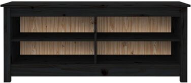 Стійка для взуття vidaXL з сидінням, чорна, масив сосни, 110x38x45.5 см, для коридору та передпокою, з великим місцем для зберігання