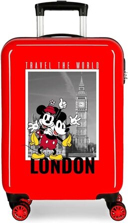 Дитяча валіза Disney Mickey та Minnie, червона, з принтом Лондон, універсальний розмір, для подорожей