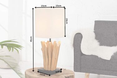 Настільна лампа з натурального мореного дерева Invicta Interior Design EUPHORIA з білим абажуром, ручна робота