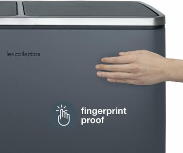 Сміттєвий бак Les Collectors 60 л для кухні, синьо-сірий, роздільник відходів з 2 контейнерами, знімні відра, безшумне закриття, для сортування сміття