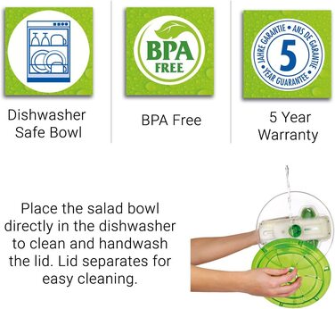Сушарка для салату Zyliss Swift Dry 6 л, пластикова, зелена, з мискою, Aquavent технологія