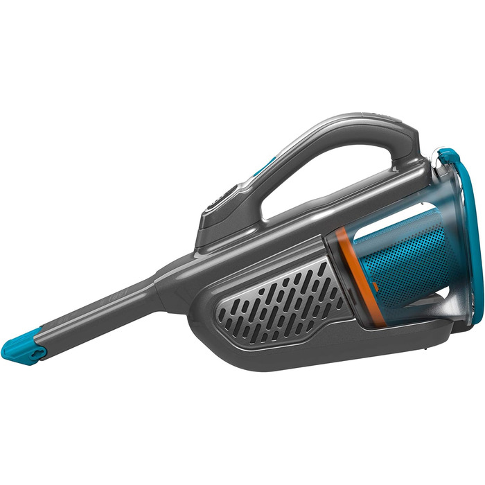 Акумуляторний ручний пилосос BLACK+DECKER Dustbuster Smart Tech 18 В, 36 Вт·год, циклонний, 2 режими, витяжна щілинна насадка, зарядна станція, настінне кріплення, титан/срібло/синій