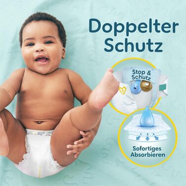 Підгузки Pampers Premium Protection розмір 2 (4-8 кг), захист від протікань, з вологими серветками Aqua Baby (+10 шт)