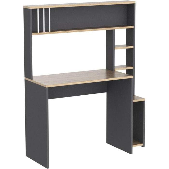 Комп'ютерний стіл HOMIDEA Olivia з полицями 114x45x139 см, антрацит, для офісу, вітальні або дитячої кімнати