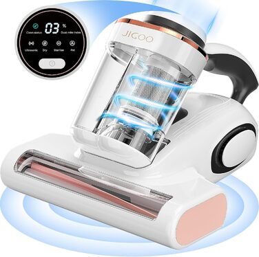 Пилосос для пилових кліщів JIGOO J300 з сенсором, UV-лампою та LED-індикатором, 500 Вт, для алергіків, видаляє 99,9% алергенів з матраців, ліжок і диванів