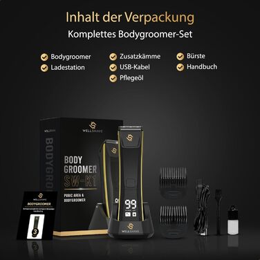 Wellshave Триммер для тіла і бороди чоловічий, електричний шейвер для інтимної зони та тіла, тример для стрижки волосся, подарунок на День батька