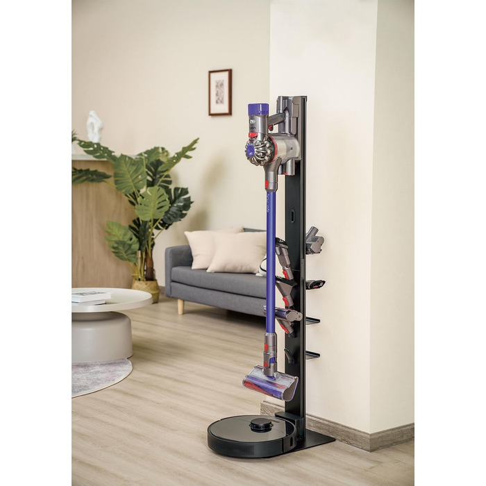 Алюмінієва підставка Mount Plus HAB2-HS для бездротових пилососів Dyson V15, V12, V11, V10, V8, V7, V6 та роботів-пилососів, з 8 тримачами для аксесуарів