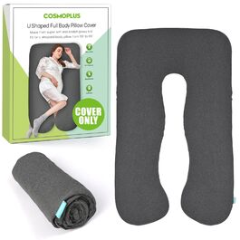 Наволочка на подушку для вагітних COSMOPLUS U-подібна, дихаюча та еластична з джерсі-тканини, сіра меланж