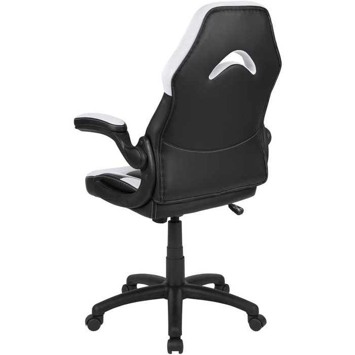 Ігрове крісло Flash Furniture X10, ергономічне, з регульованою спинкою, для комп'ютера і геймінгу, LeatherSoft, біло-чорне