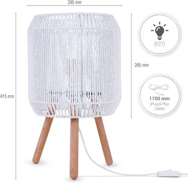 Настільна лампа Paco Home Boho з абажуром, біла, для спальні, робочого столу, декор, E27, тип 5