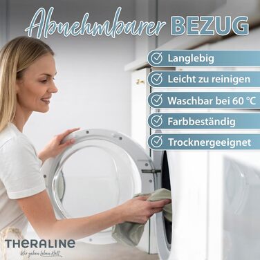 Theraline Клиновидна подушка для сидіння ортопедична для офісного крісла з пінопласту, ергономічна для авто, знімний чохол 100% бавовна, прання 60°C (Леhmграй)
