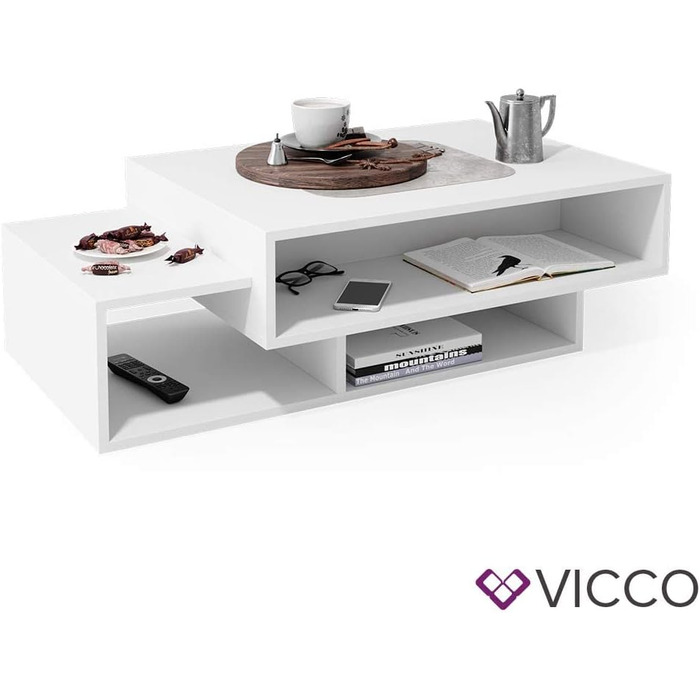Журнальний стіл Vicco Bari, білий, 105x32 см, сучасний дизайн для вітальні