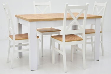 Комплект: розкладний стіл 80x140/180 та 4 стільці Krzyżak, колір дуб крафт