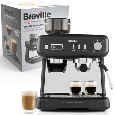 Кавомашина Breville Barista Max+ з вбудованим капучинатором та кавомолкою, срібляста (VCF185X) - еспресо, капучино, лате