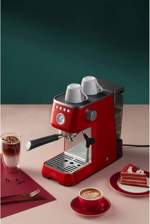 Еспресо-машина Solis Barista Perfetta Plus 1170, професійна ріжкова кавоварка з манометром, паровою та гарячоводною насадкою, температурним регулятором, 54 мм холдером, подвійним носиком, червона