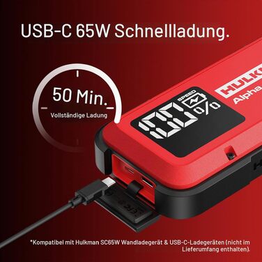 Бустерний пускач HULKMAN Alpha Ultra Red 1000A 37Wh для автомобіля 12V, портативний jump starter для бензинових (до 6.5L) та дизельних (до 3.0L) двигунів, IP65, LED-дисплей