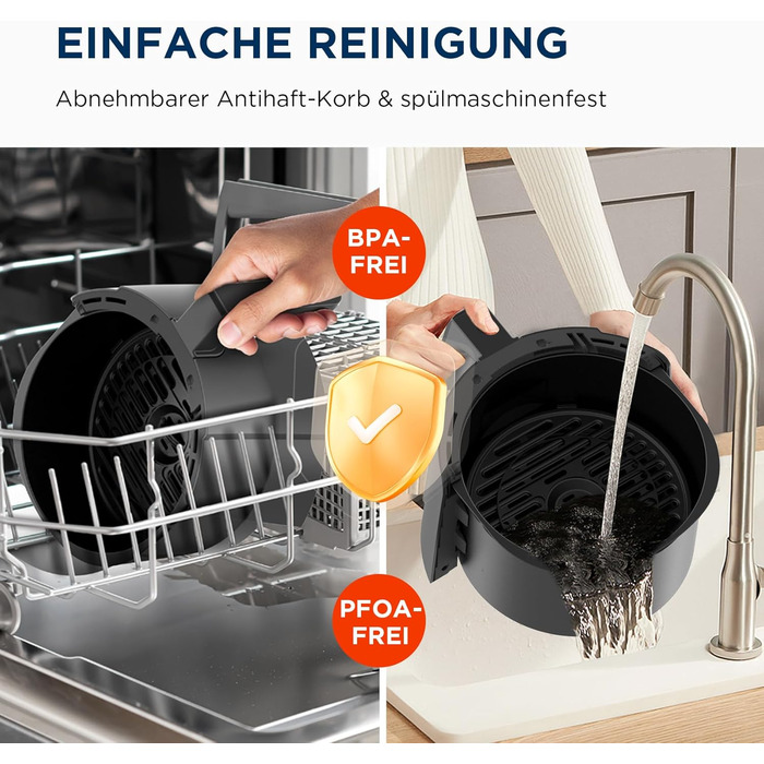 Фритюрниця Midea Air Fryer 4L XL з LED-дисплеєм, 8 програм, HeatXpress, 35-200°C, для запікання, грилю, розморожування, 41 рецепт, 90% менше олії, посудомийна безпека