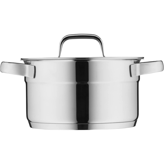 Набір каструль WMF Compact Cuisine 5 предметів, індукційний, нержавіюча сталь, з кришками, полірований Cromargan, без покриття, з внутрішньою шкалою
