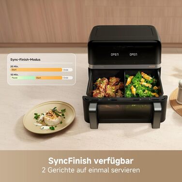 Аерофритюрниця Mova AeroChef FD20 Pro з двома зонами приготування, 9 л, 2700 Вт, SyncFinish, діапазон температур 40-230 °C
