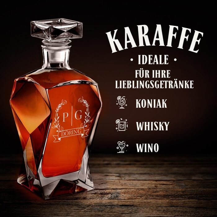 Набір віскі: графін Maverton 700 мл + 6 келихів з гравіюванням, подарунок на весілля чи Різдво, монограма