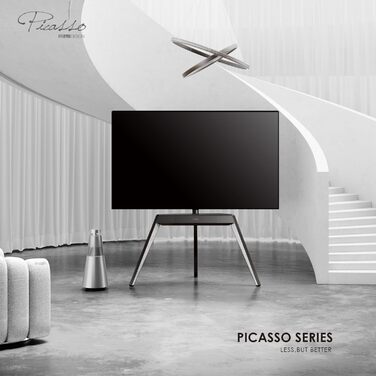Підставка для телевізора FITUEYES Design 55-78 дюймів, дерев'яна, регульована по висоті, поворотна, у стилі мольберта, з кабель-менеджментом, біла