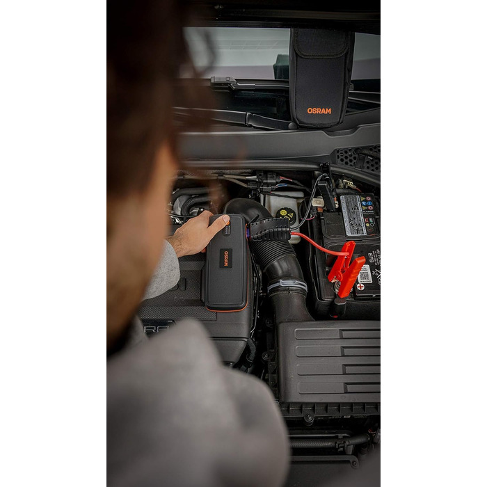 Osram BATTERYstart 400: Літієвий пусковий пристрій 2000A 12V з Powerbank для бензинових та дизельних двигунів (до 8L бензин, 4L дизель), 16800mAh