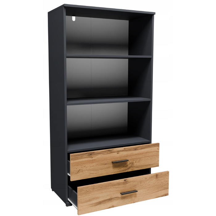 Стелаж Matkam 69 x 130 x 34 см, дуб вотан, графіт