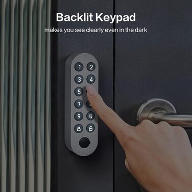 Розумний електронний кодовий замок Lockin G30, IPX5, безключовий, контроль доступу, підтримка віртуальних паролів і гостьових кодів, для вхідних дверей, сірий