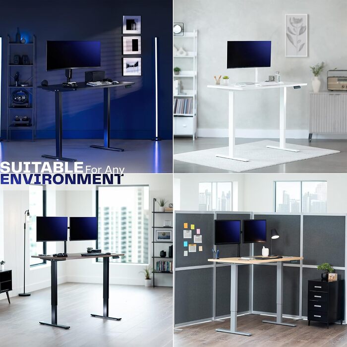 Електричний підйомний стіл-каркас VIVO DESK-E-200B з подвійним двигуном, регулювання висоти з пам'яттю, вантажопідйомність 100 кг, для стільниць до 216x109 см, чорний