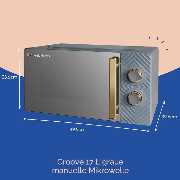 Мікрохвильова піч Russell Hobbs RHMM723G 17 л, 700 Вт, сіра: 5 режимів потужності, таймер, функція розморожування, стильний дизайн