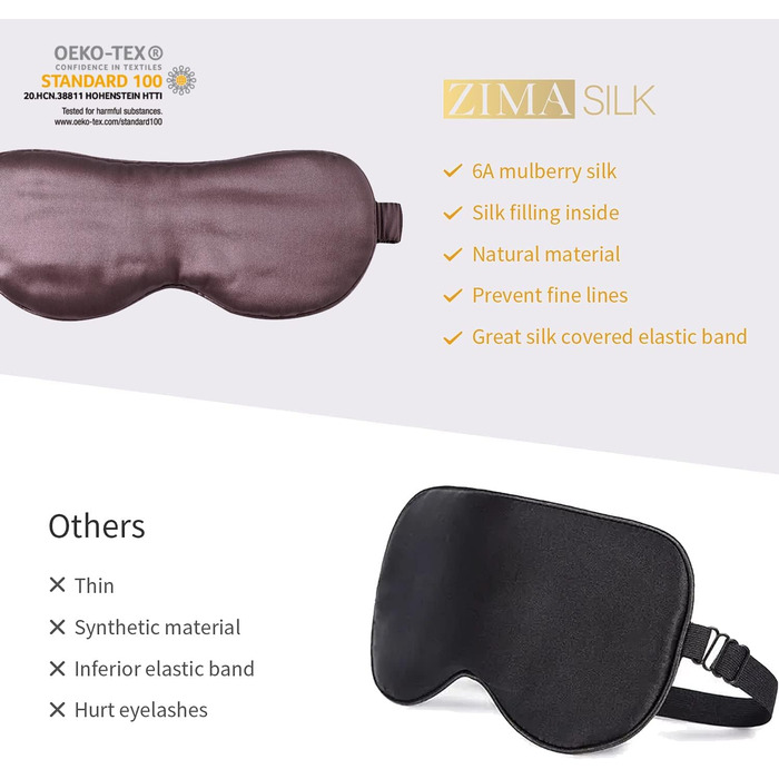 Шовкова маска для сну ZIMASILK з 100% натуральної шовкової мулбері, 22 моме, сіро-фіолетова, м'яка та комфортна