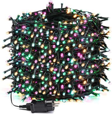 Світлодіодна гірлянда Avoalre 1000 LED для зовнішнього використання, різдвяна ілюмінація (100м, багатоколірна: рожевий, жовтий, синій, зелений)