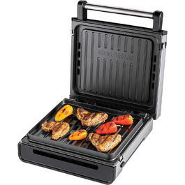 Контактний гриль George Foreman з антипригарним покриттям для приготування паніні та сендвічів [Без диму - 87% менше диму] Настільний гриль (знімні та придатні для миття в посудомийній машині пластини, температура 200°C, корпус з нержавіючої сталі) 28000-56