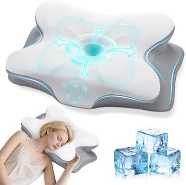 Подушка для шиї з Memory Foam - ортопедична подушка для сну, бічних, спинних та тих, хто спить на животі. Підтримка шиї, ергономічна подушка