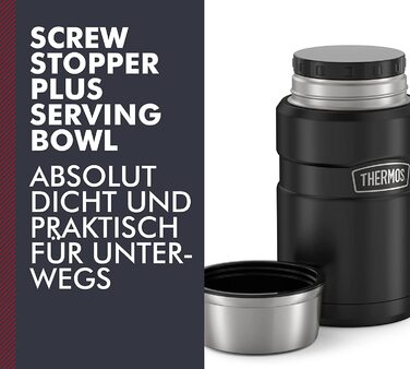Термос для їжі Thermos STAINLESS KING 710 мл чорний матовий, харчовий контейнер з нержавіючої сталі, збереження тепла до 14 годин, холоду до 24 годин, герметичний, для супу, каші, страв, великий об’єм, без ложки, можна мити в посудомийній машині