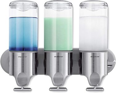 Дозатор для мила simplehuman BT1029, настінний, потрійний, 3×444 мл, нержавіюча сталь, 5 років гарантії