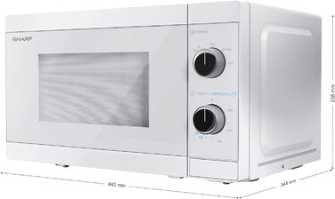 Мікрохвильова піч SHARP MS01E-C, 800 Вт, 5 режимів, функція розморожування, 440x258x344 мм, кристально-біла