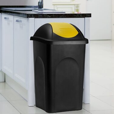 Смітник Stefanplast з маятниковою кришкою, 60 л, чорний/жовтий