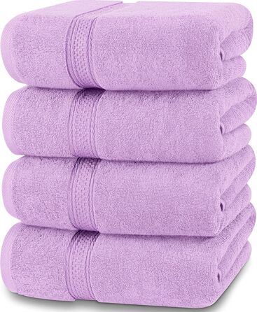 Рушники для ванної Utopia Towels, набір 4 шт, лаванда, 100% бавовна, 600 г/м², м'які та дуже вбираючі, швидко сохнуть, для щоденного використання