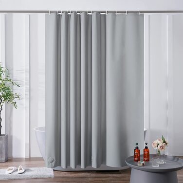 Душова завіса Furlinic 200x200 см, антибактеріальна, водонепроникна, для ванни і душу, EVA, з 12 кільцями, темно-синя, протигрибкова, з обважнювачем