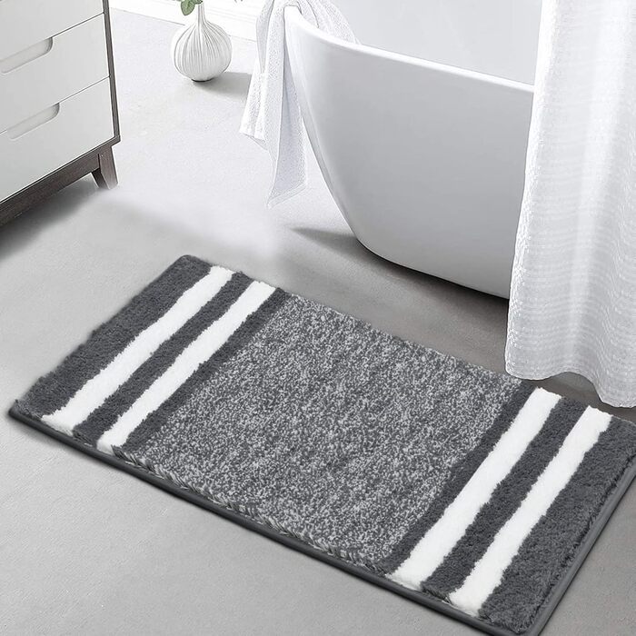 Килимок для ванної кімнати Pauwer з мікрофібри, 60 x 120 см, м'який, швидковисихаючий, антиковзний, для дому, сірий