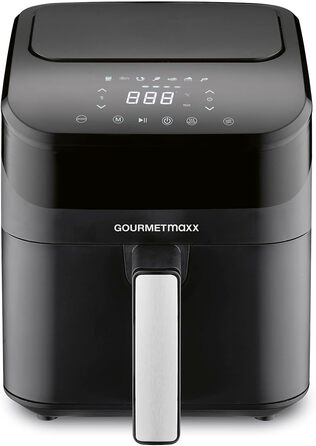 GOURMETmaxx цифрова аерофритюрниця 4 л, 1400 Вт, з таймером і сенсорним екраном, багато програм, економія енергії, мінімум олії, чорна