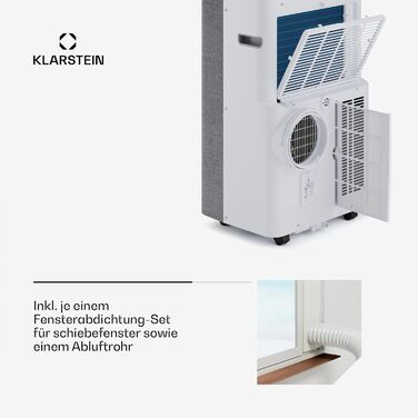 Klarstein AireLux: Мобільний кондиціонер 14000 BTU, для приміщень до 51 м², з керуванням через додаток та голосовим управлінням, 4-в-1 (охолодження, осушувач, вентилятор, нічний режим), тихий, сірий