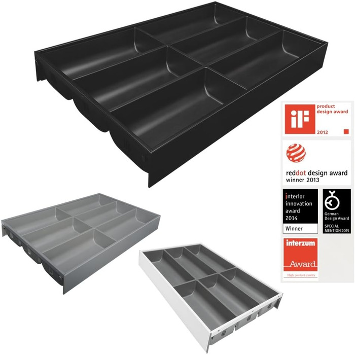 Blum AMBIA-LINE органайзер для столових приборів, вставка для ящиків 300×475×50 мм, сталь, м'яке покриття Softtouch, білий/сірий, для кухні